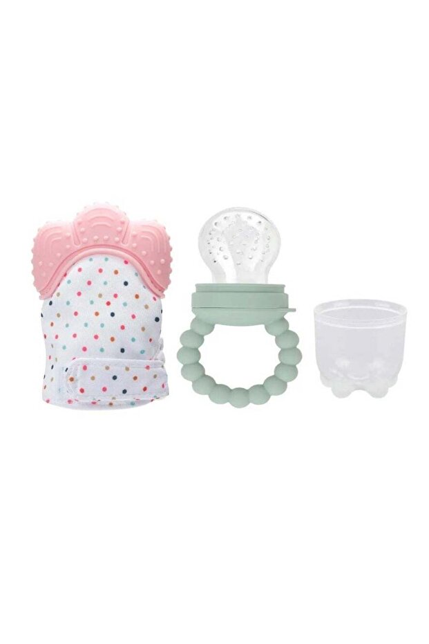 Chew & Feed Teether with Fruit Pacifier Duo - Pink - 1