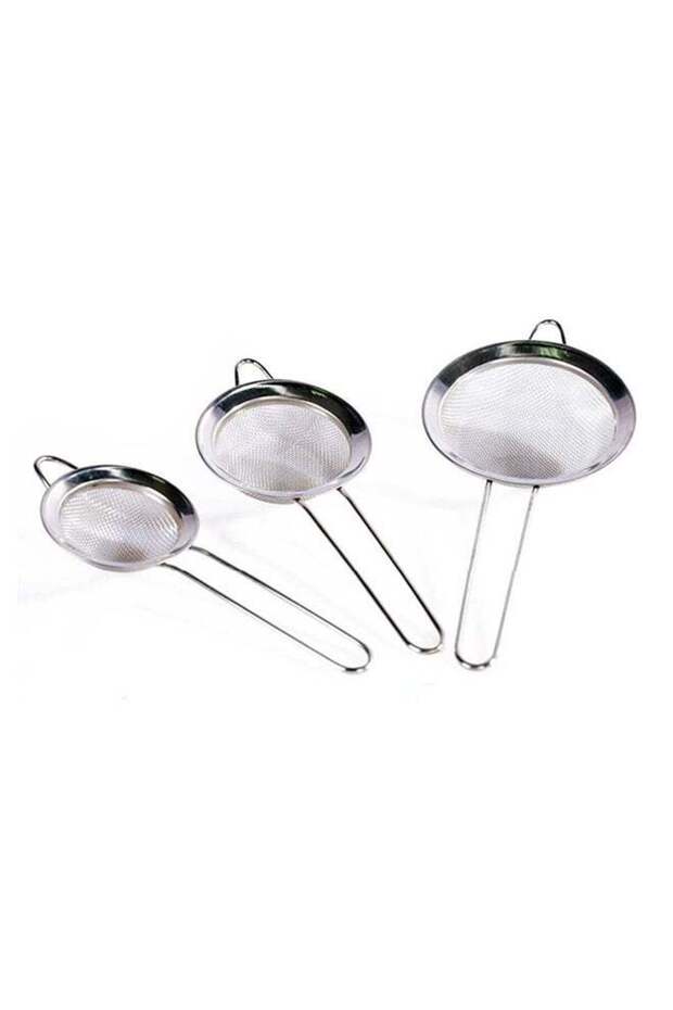 طقم مصافي مكون من 3 قطع فضية 8،10،12 سم - 1