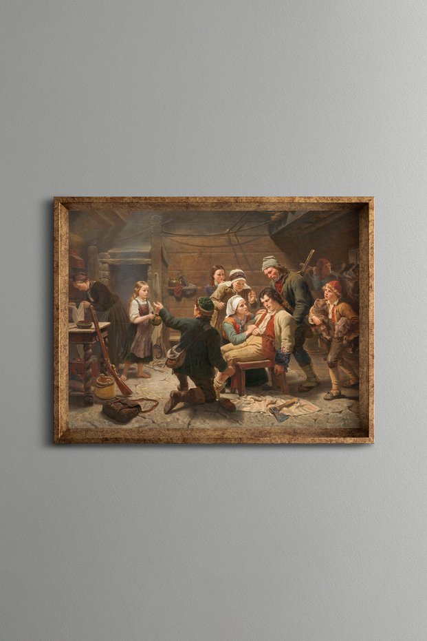 Return of the Bear Hunter - Vintage Patterned Frame