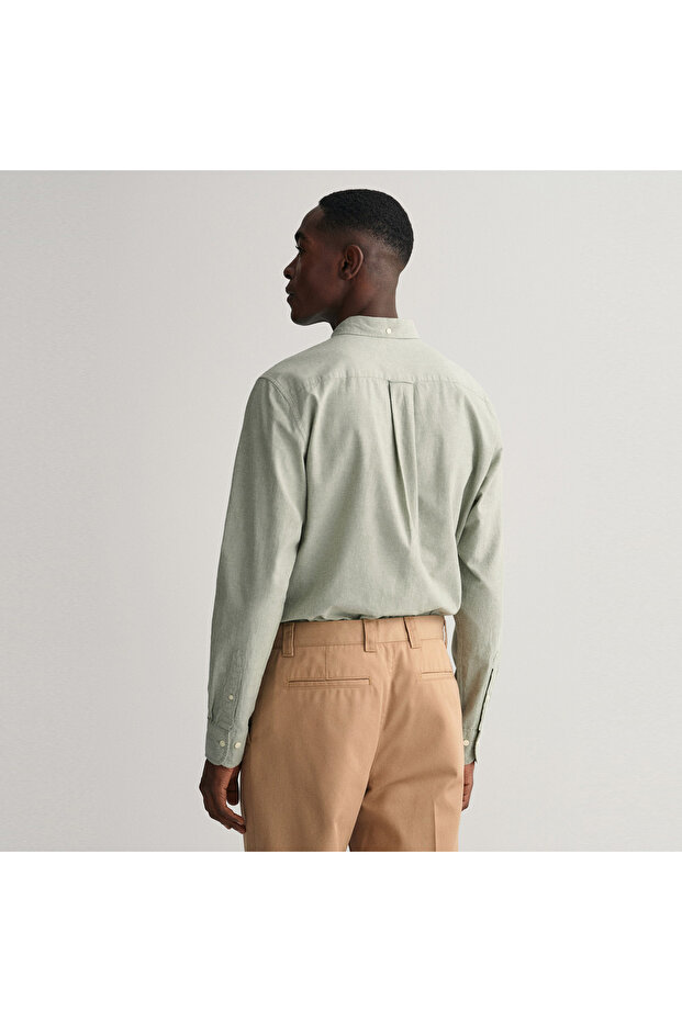 Erkek Yeşil Regular Fit Keten Gömlek - 3