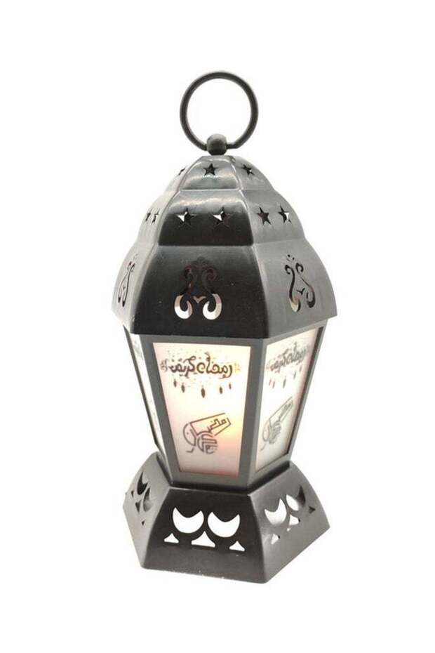 فانوس رمضان LED أسود 25 سم - 1