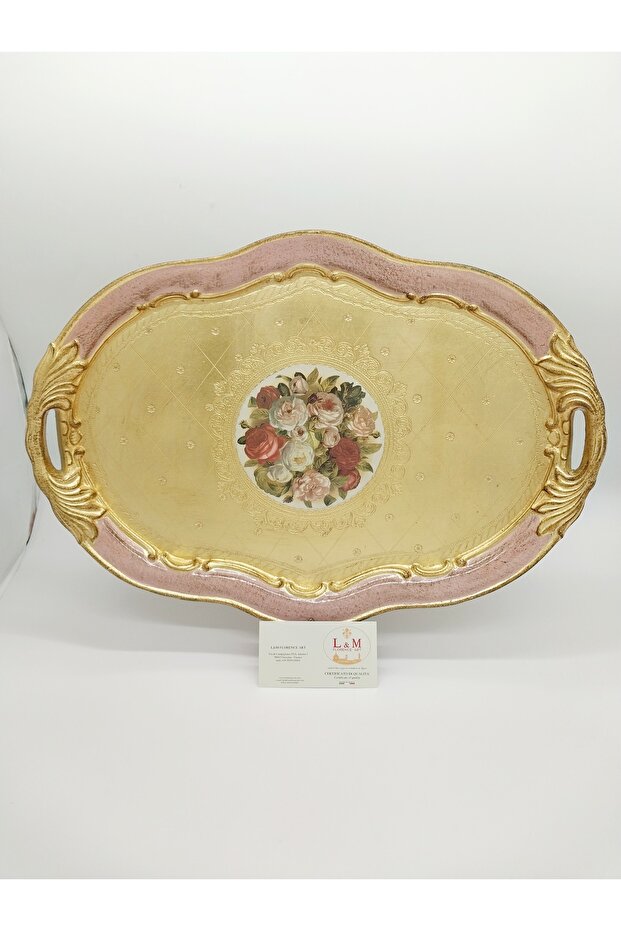L&M Italian Via Light Pink Wooden Tray