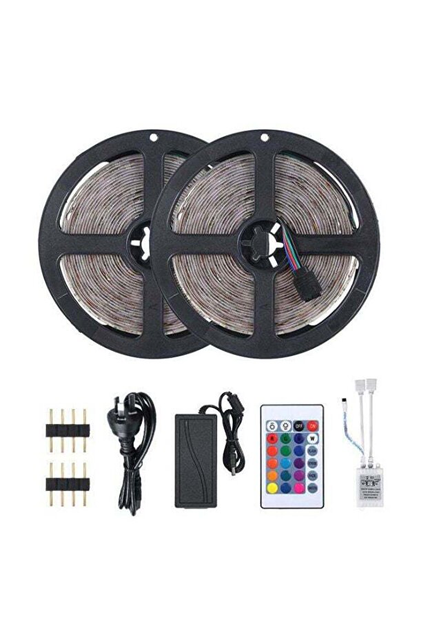 شريط إضاءة LED RGB مع جهاز تحكم عن بعد أسود 19 × 6 × 19 سم