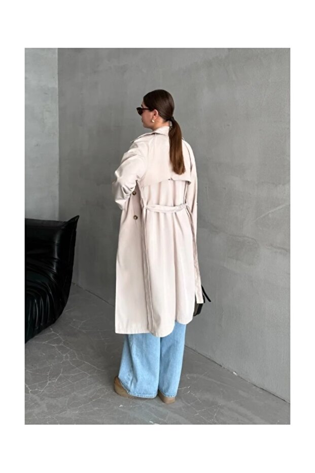 Bej Uzun Trençkot - 7310 - 3