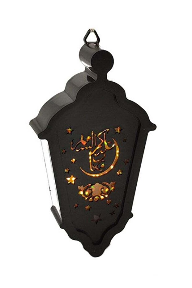 فانوس رمضان LED أسود 22 سم - 1