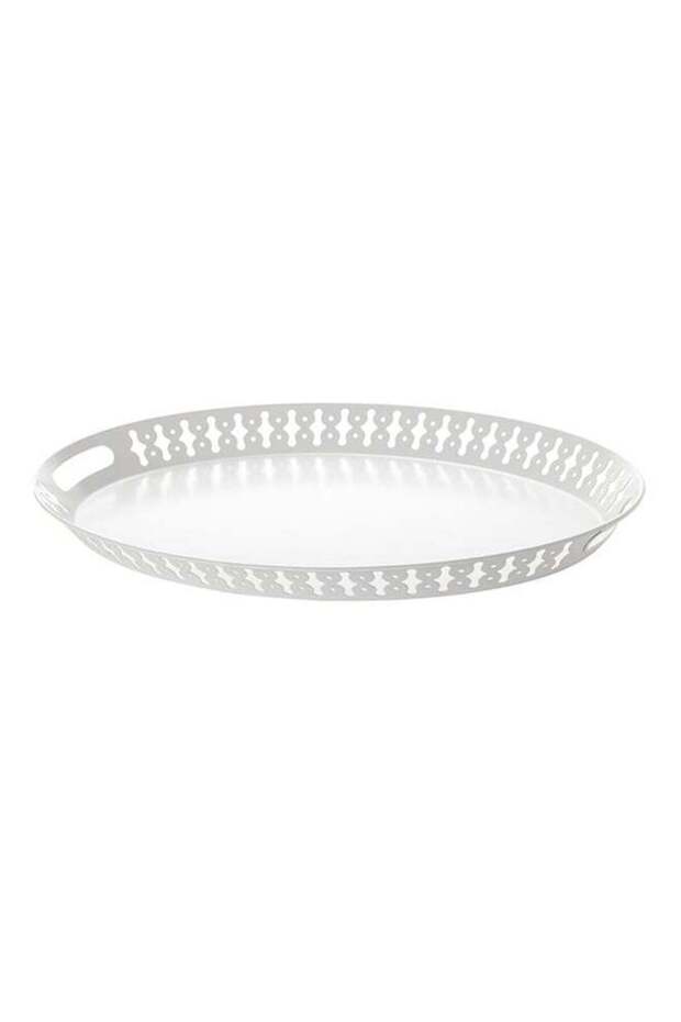 صينية مزخرفة بيضاء 52 × 39 سم - 1