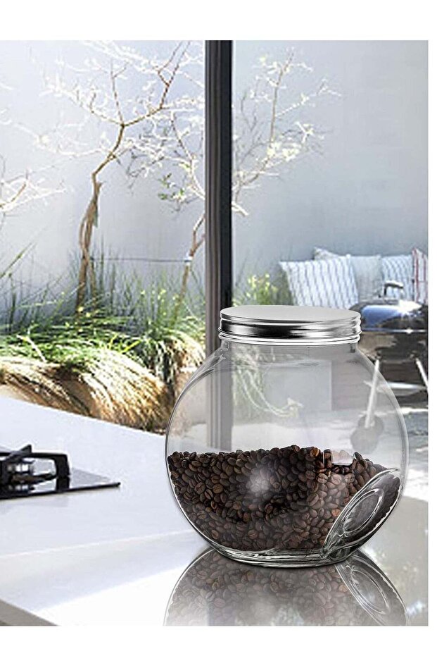Large Clear Glass Spice Jar with Lid