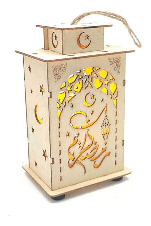 فانوس رمضان مع إضاءة ليد بيج 12 سم - 1