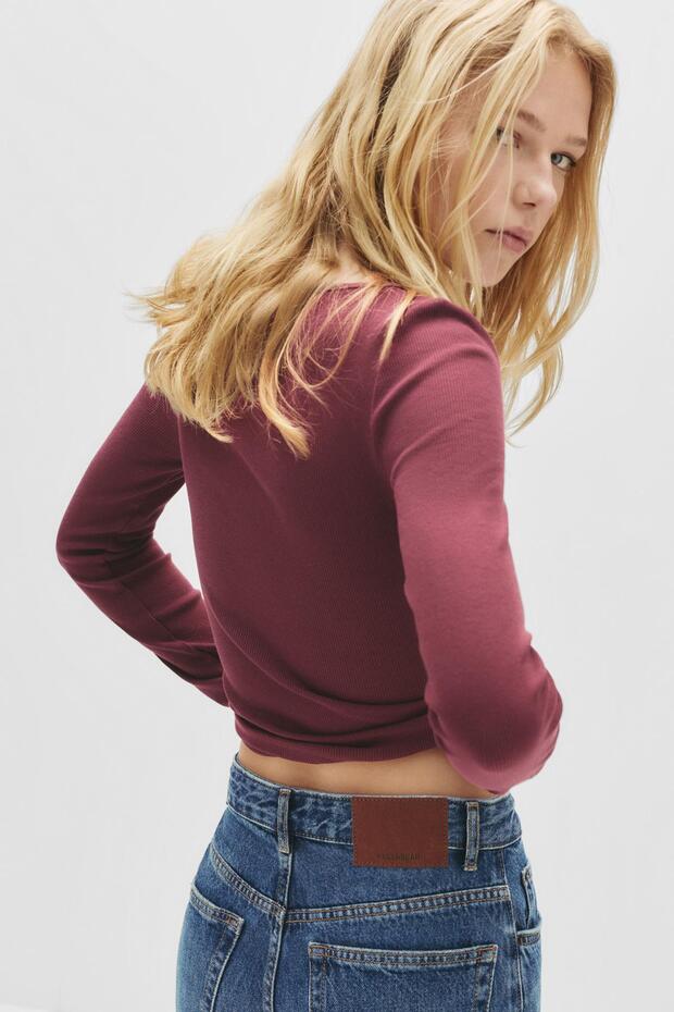 Fitilli bisiklet yaka tişört - 1