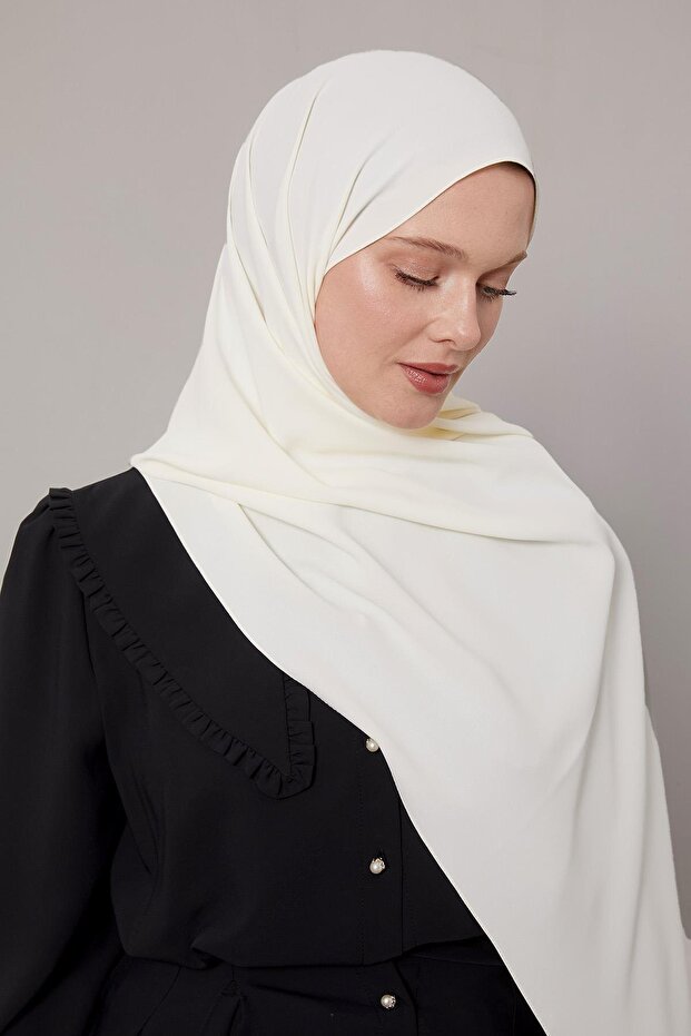 Krem Düz Trend Şal - 2