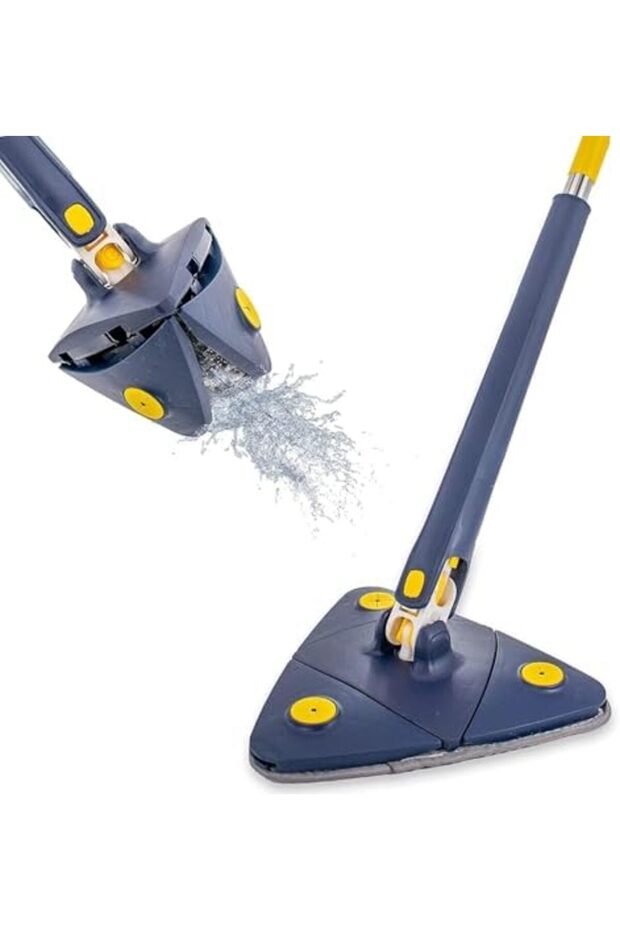Rotatable Triangle Mop with Long Handle, Microfiber Flat Floor Mop