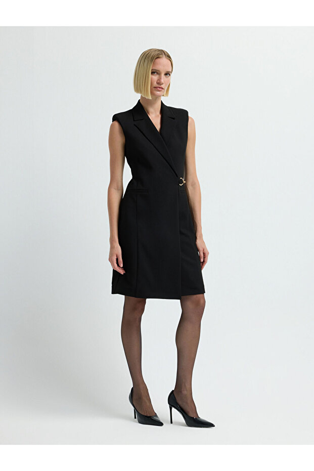 V Yaka Ceket Elbise - 4