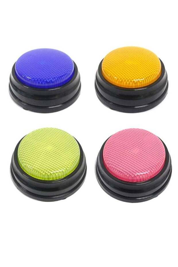 مجموعة أزرار جرس الإجابة التعليمية القابلة للتسجيل والمكونة من 4 قطع مع مصباح LED - 1