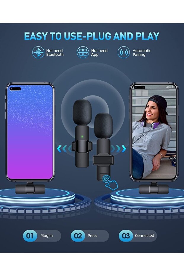 ميكروفون لاسلكي جديد متوافق مع هواتف Type-C، ميكروفون لافالير، ميكروفون لاسلكي لنظام Android/L - 8