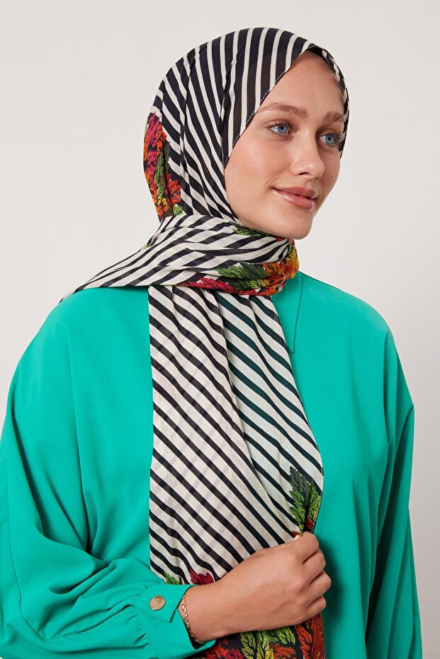 Fuchsia Pine Pattern Cotton Shawl - 2