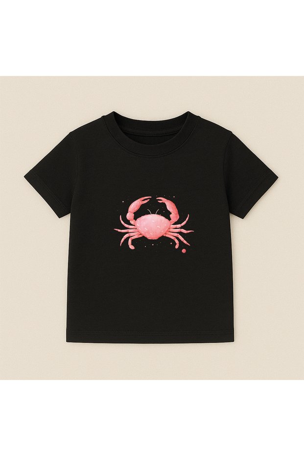 Crab Crew Neck 100% Cotton Printed Short Sleeve Children's and Teenage T-Shirt