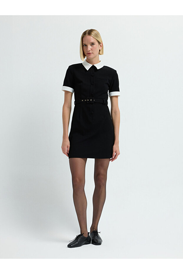 Polo Yaka Mini Elbise - 1