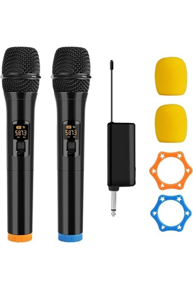 NEW Wireless Microphone, Dual Portable Handheld Dynamic Microphone with Rechargeable Receiver, Cordl - 1
