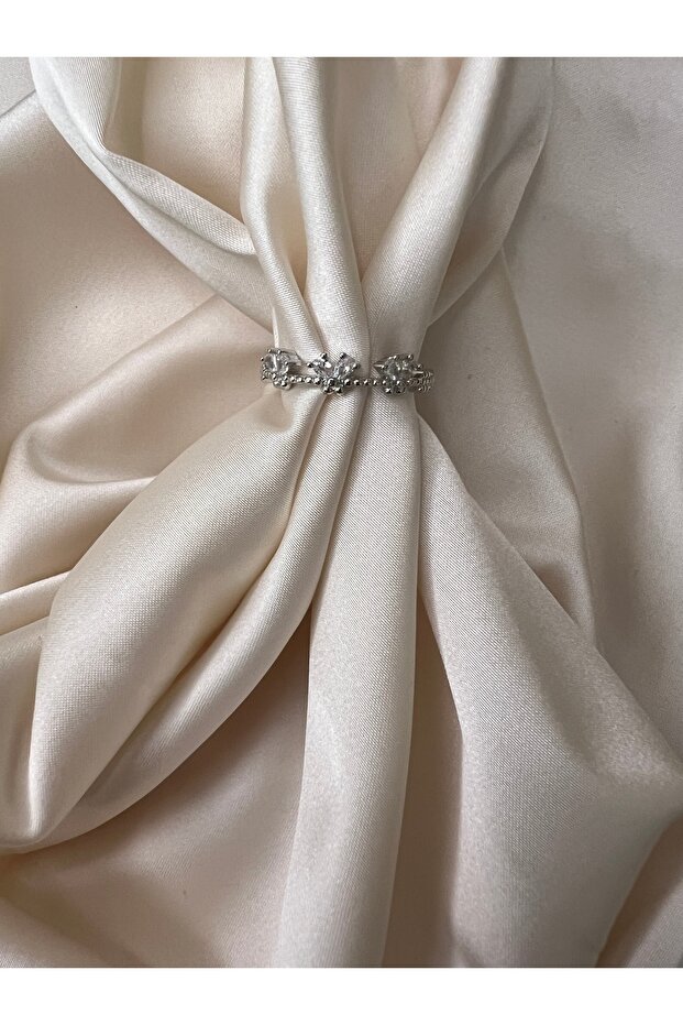 خاتم فضي لامع من الفولاذ قابل للتعديل - 1