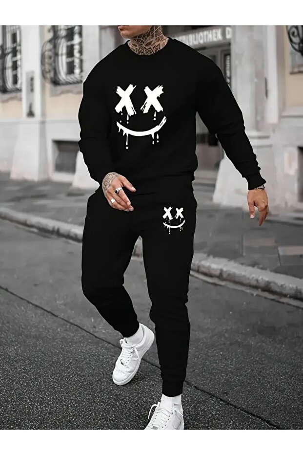 G,Len Face Printed Unisex Women/Men's Crew Neck Oversize Bottom/Upper Tracksuit Set