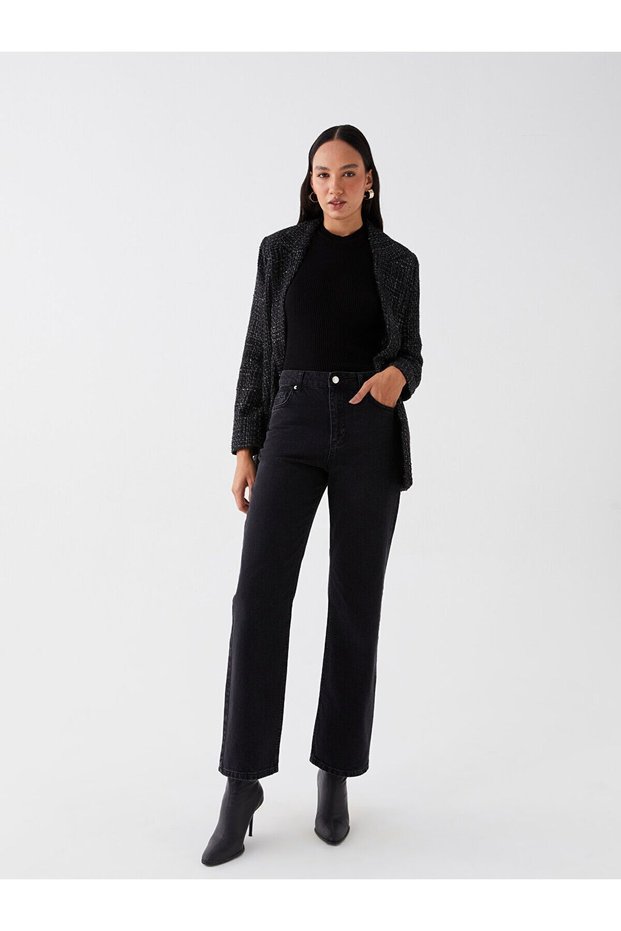 Jo FLex 90's High Waist Black Jeans Black Loose Jeans Lycra Flexible Palazzo (New Season)