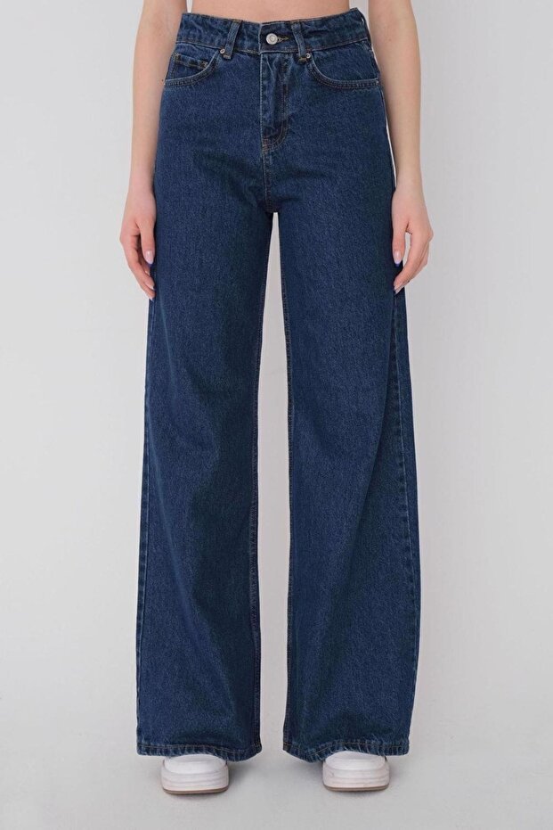 Nancy Loose Jeans Blue Snow Lycra Palazzo Navy Blue Jeans