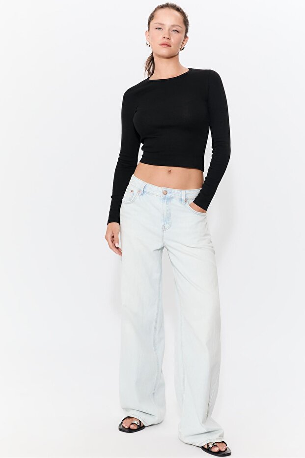 Basic uzun kollu pamuklu tişört - 1