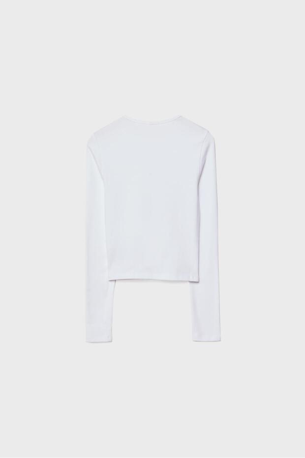 Basic uzun kollu pamuklu tişört - 7