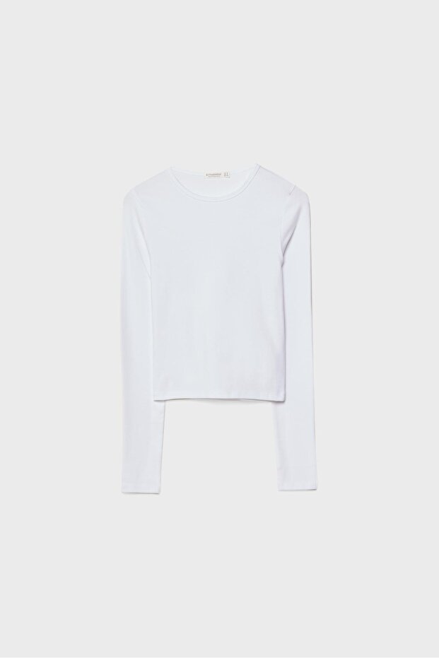 Basic uzun kollu pamuklu tişört - 6