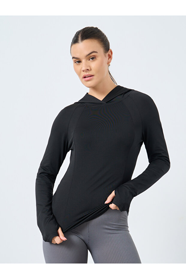 Contour Stitch Detail Hooded Top