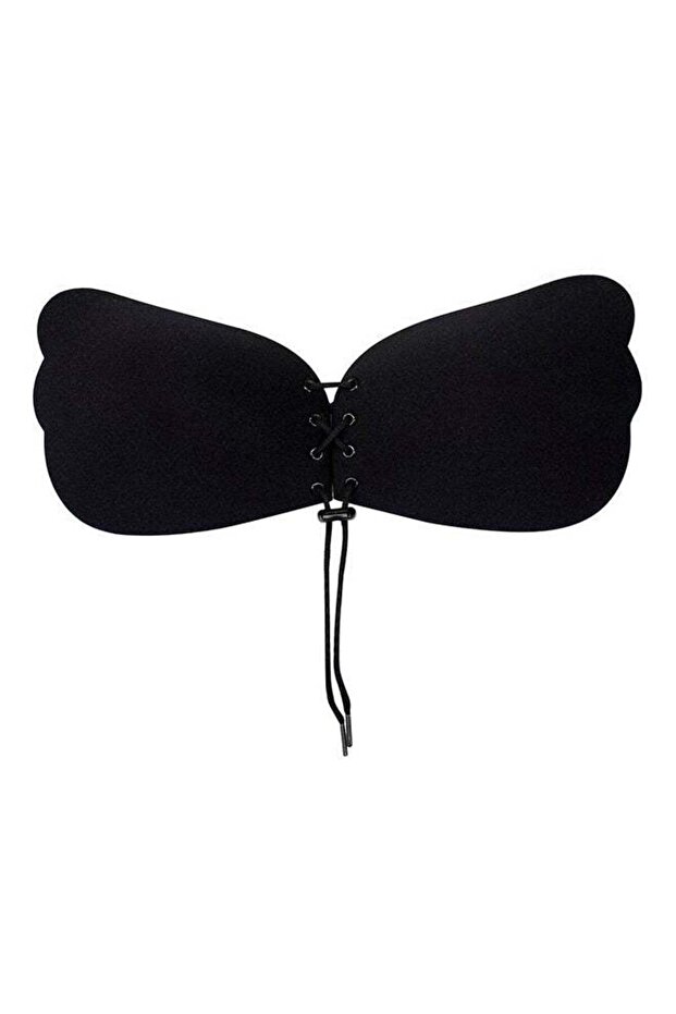 Lady Invisible Bra Strapless Push Up Self-Adhesive Backless Brassiere Black