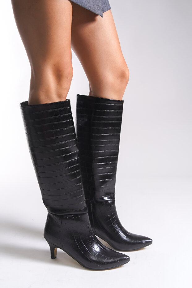 Alunalue Women's Boots 00125500 Black Crocodile
