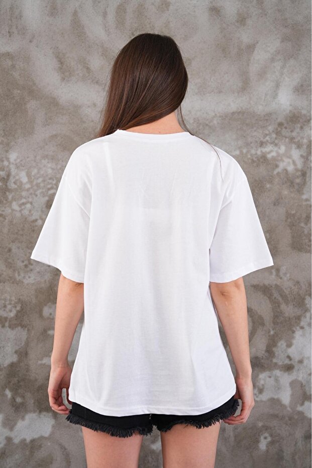 Kadın Oversize Basic T-Shirt - 4
