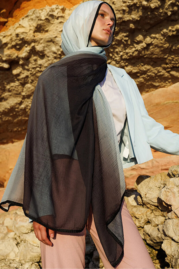 Gradient Muslin Shawl Mint Green - 2