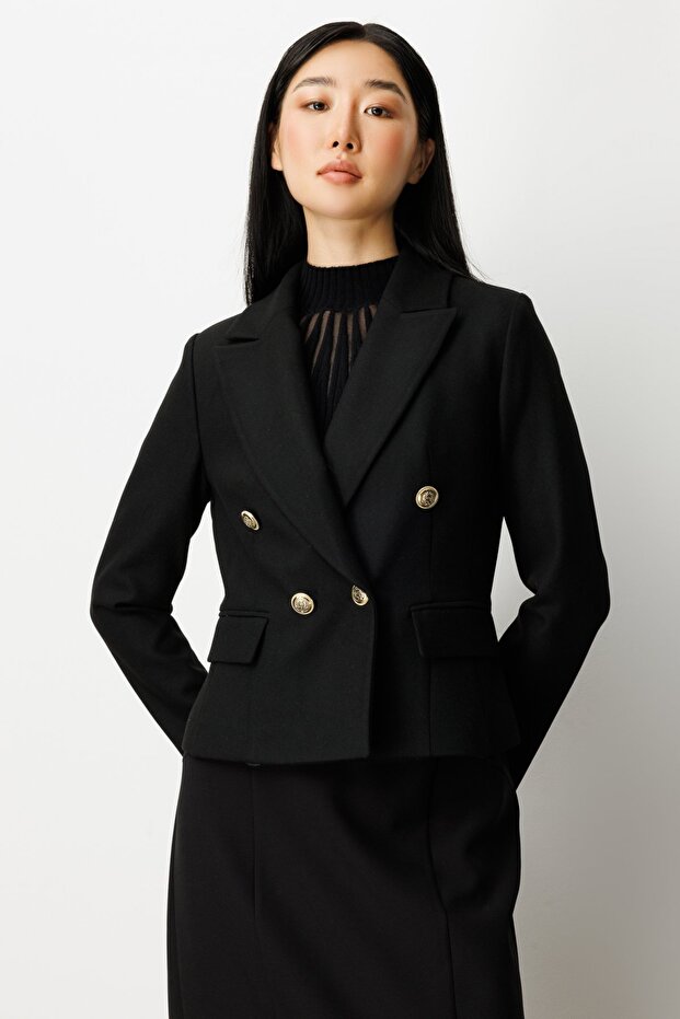 Double Breasted Collar Stamp Jacket - 2