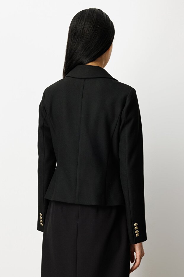 Double Breasted Collar Stamp Jacket - 4