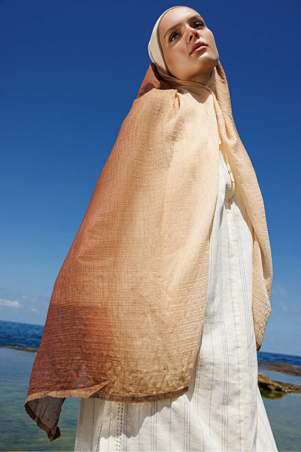 Degrade Müslin Şal Karamel - 5