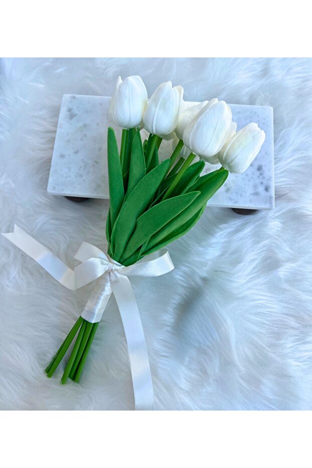 3 Lü Yapay Islak Lale Buket’i Gerçeksi Doku, Vazo Dekoratif Yapay Çiçek - 3