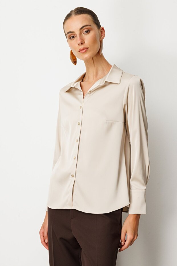 قميص ساتان بأزرار أمامية - 2