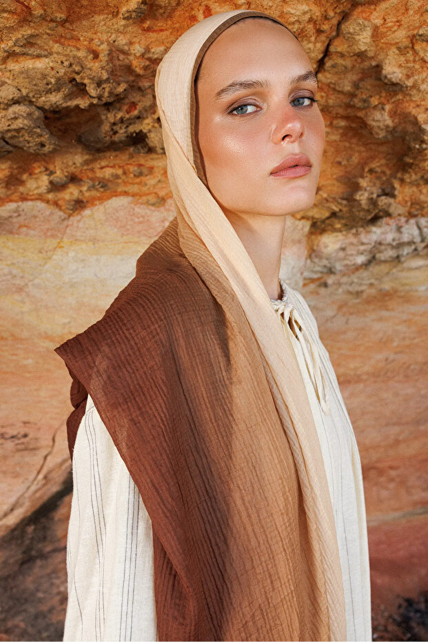 Degrade Müslin Şal Karamel - 4