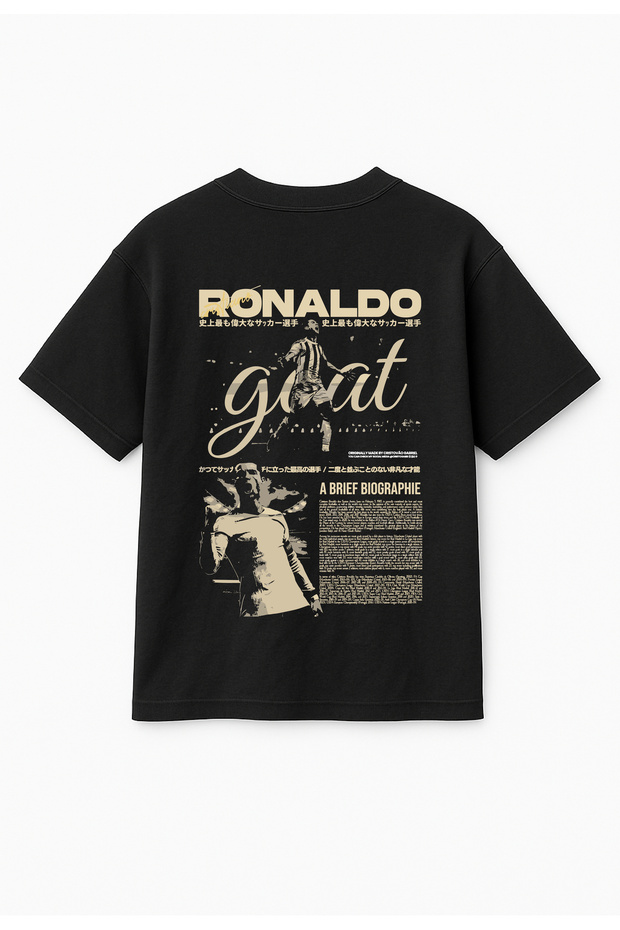 Oversize Black Unisex Ronaldo Printed T-Shirt T-Shirt