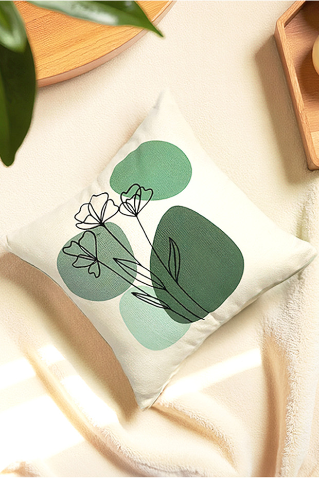 غطاء وسادة بنمط زهرة مقاس 45 × 45 سم - 1