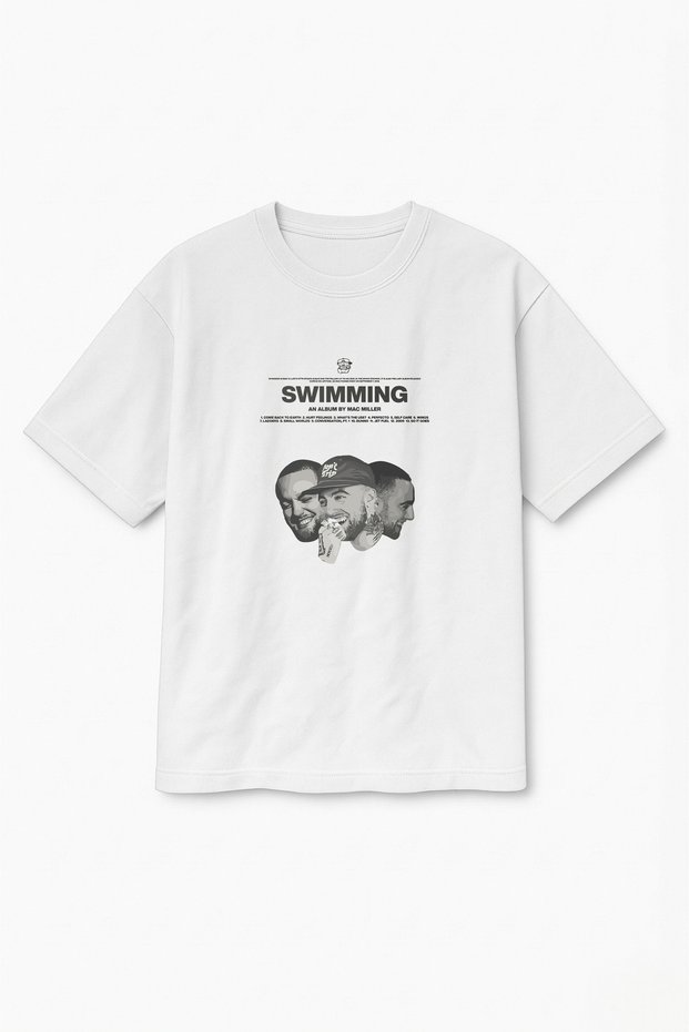 Oversize White Unisex Mac Miller Swimming Album Printed T-Shirt T-Shirt