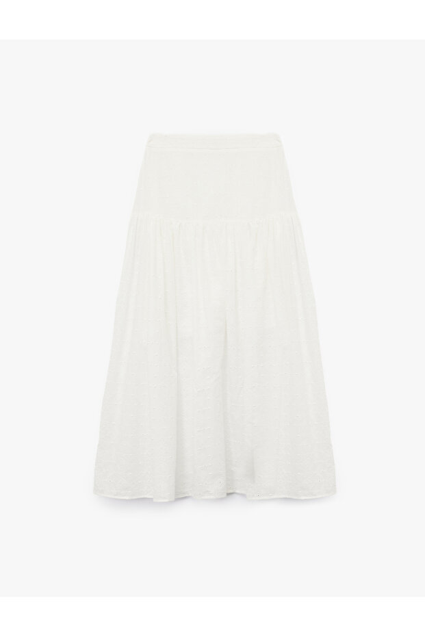 Cotton Relaxed Cut Midi Flared Skirt