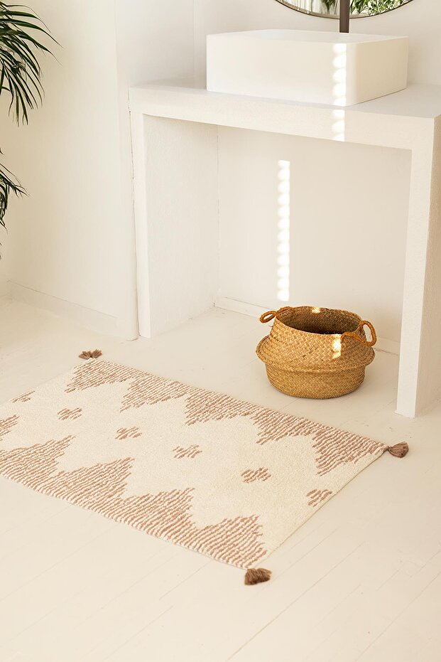 Mistic Tasseled Single Bath Mat 100% Cotton 70X110 Brown