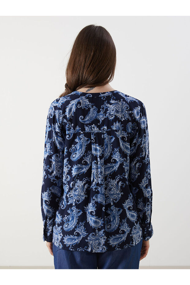 Create Your Style from Uzg Store |   Croc Collar Patterned Blouse - 5
