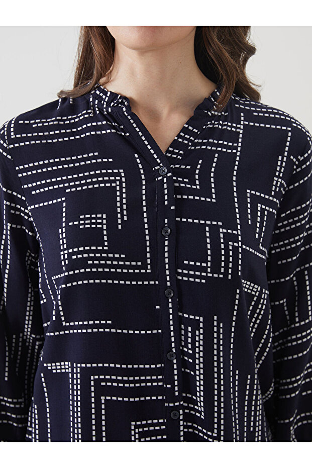 Sparkling Choices from Shining Store |   Ruffled Collar Patterned Blouse - 3