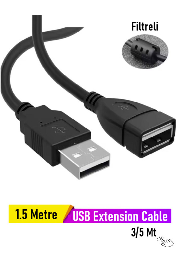 1.5 Metre USB Uzatma Kablosu Usb 2.0 Erkek-Dişi Uç Yüksek Hız High Speed - 1