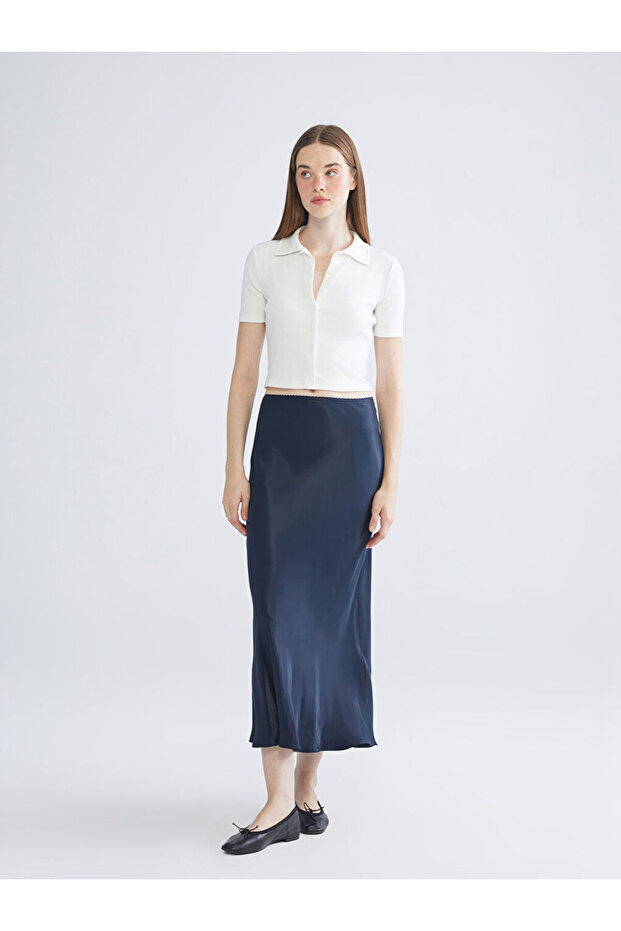 Timeless Clothing & Timeless Choices Satin Skirt with Drawstring Waist and Flounces