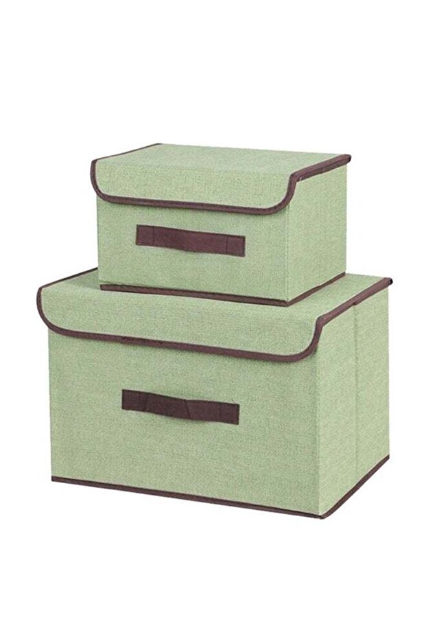 2-Piece Foldable Cloth Storage Box Green